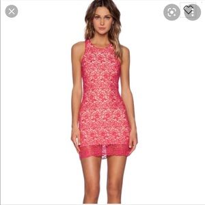 Lovers & Friends pink lace form fitting dress XS